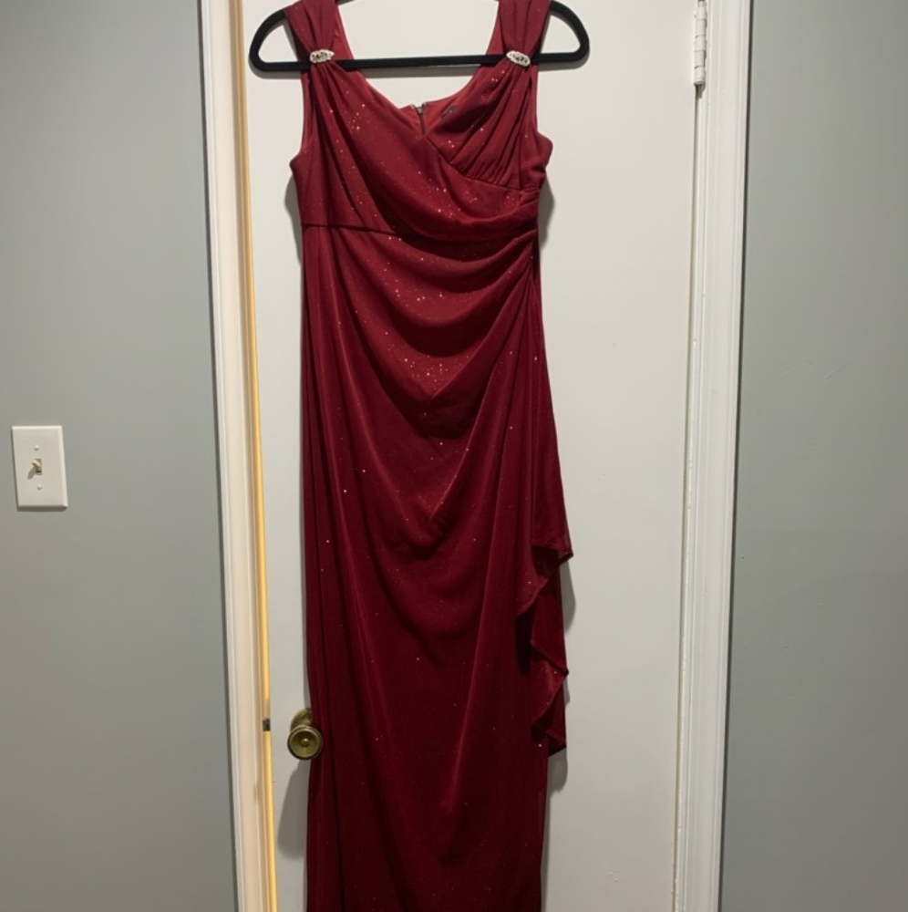 maroon evening dress